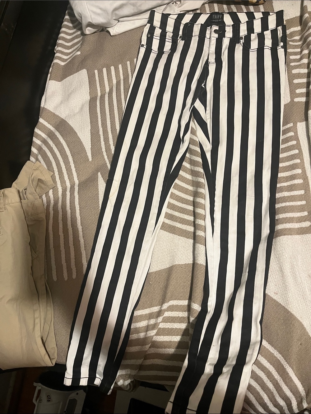 Tripp NYC Black & White Vertical Stripe Straight Leg Pants
